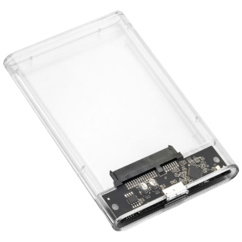 BUBM External Hard Drive Enclosure, 2.5-Inch USB 3.0 SATA Interface, Laptop Compatible Case for Solid State And Mechanical SSD Drives, Transparent Model