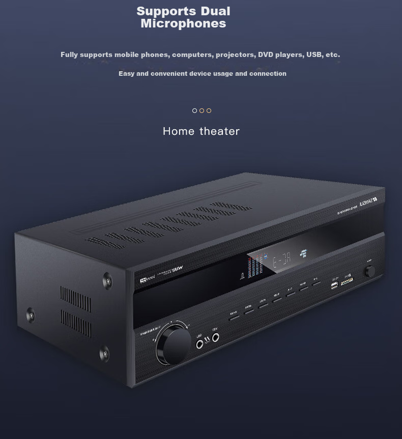 SANSUI Ux70 Audio Amplifier, Speakers, Home Theater 5.1 Channel AV Amplifier, High-Fidelity Wireless Smart Bluetooth Home Karaoke Amplifier 3