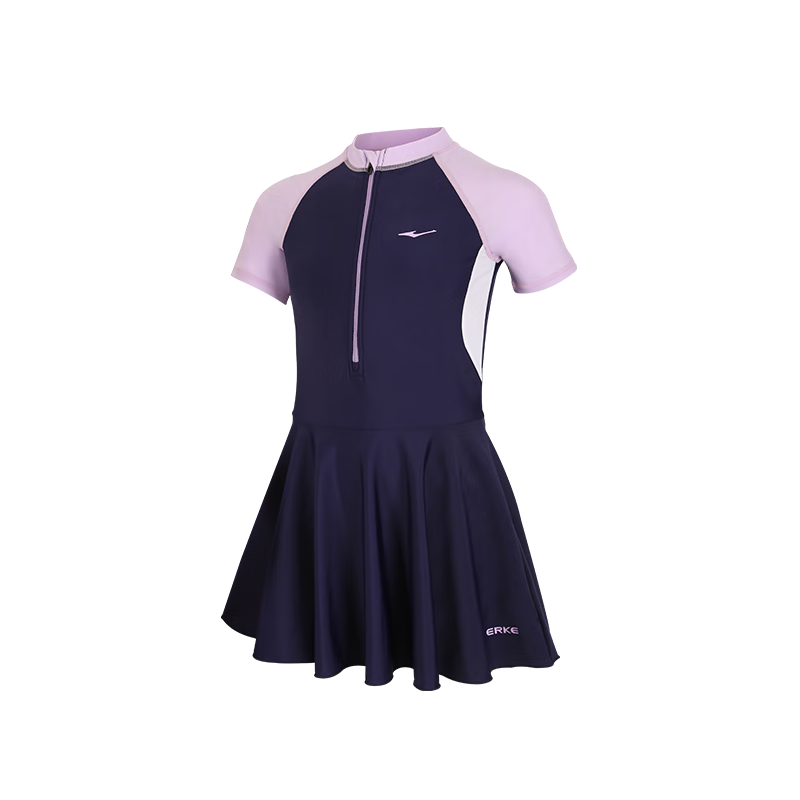 ERKE Children's Swimsuit, One-Piece Dress Style for Girls, Sun Protection Swimwear, Water Play, Beach Vacation Swimsuit for Girls