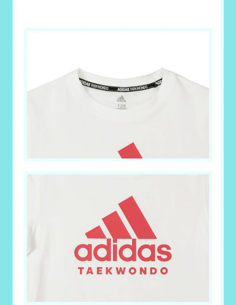 Adidas 2025 New Children's Short-Sleeve T-Shirt, Summer Outdoor Sports Casual Versatile Top, White + Gold, Size 116 26