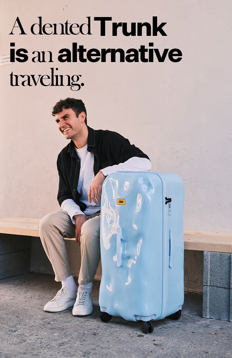 CRASH BAGGAGE Italian Embossed Luggage, Carry-On Suitcase, Trolley Case for Men And Women, Trunk Series, Glossy Blue, 30 Inches 1