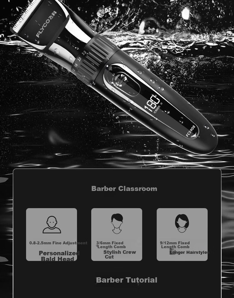 FLYCO Professional Electric Hair Clipper Smart Cordless Hair Trimmer for Adults and Kids Home Use Haircut Tool FC5916 8
