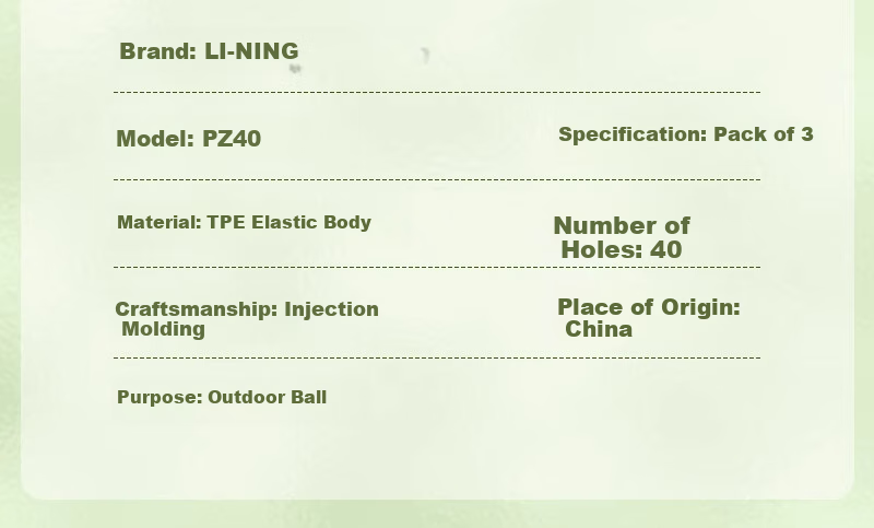 Li-Ning PZ40 Professional Outdoor Injection Molded Pickleball, 40 Holes, Green Color, for Competition Use 12