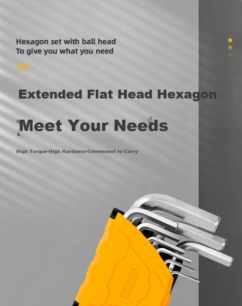 Deli Hexagonal Wrench Set, Six-Sided Hexagonal Wrench Combination, 8-Piece Set, DL3590 1