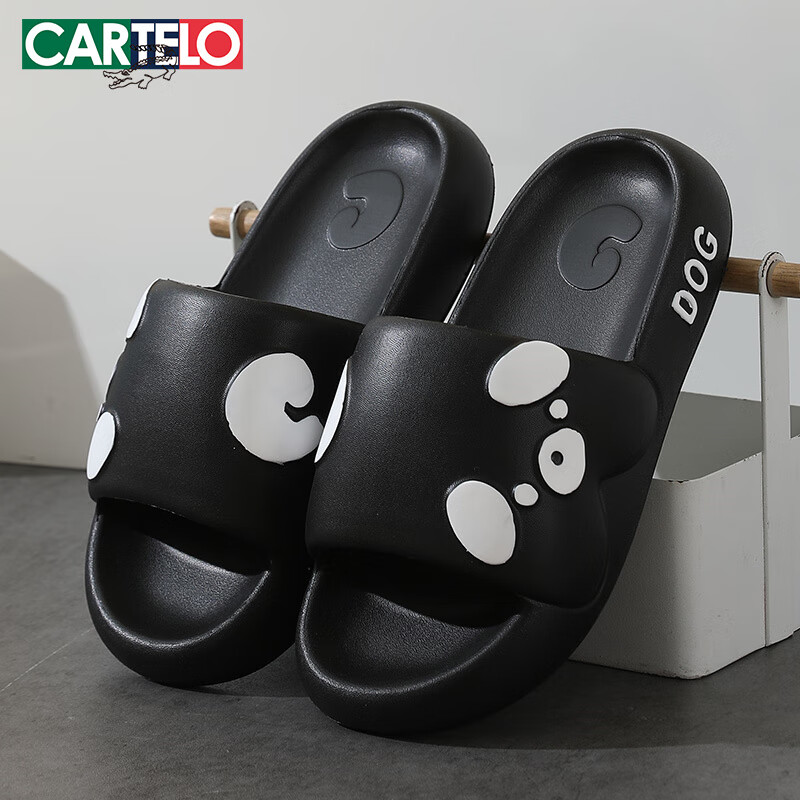CARTELO Women's Slippers, Comfortable Indoor And Outdoor Sandals for Bathroom Shower, Slip-On Sandals, 1553 Black, Size 36-37