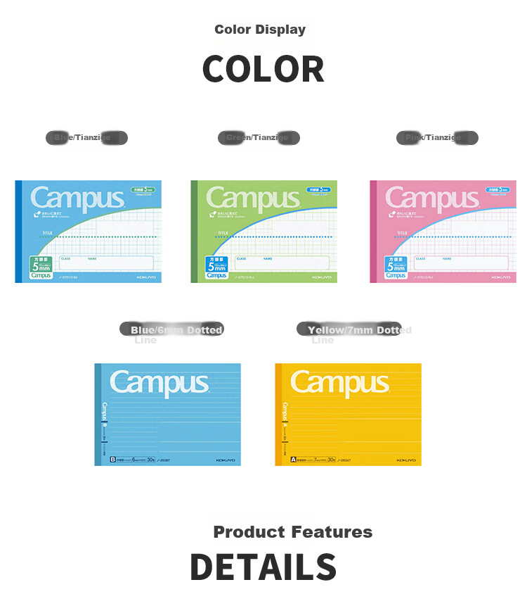 KOKUYO Imported Campus Half Mini Wireless Bound Notebook, 7mm Dotted Line B6/30 Pages Yellow 1 Book NO-293AT 3