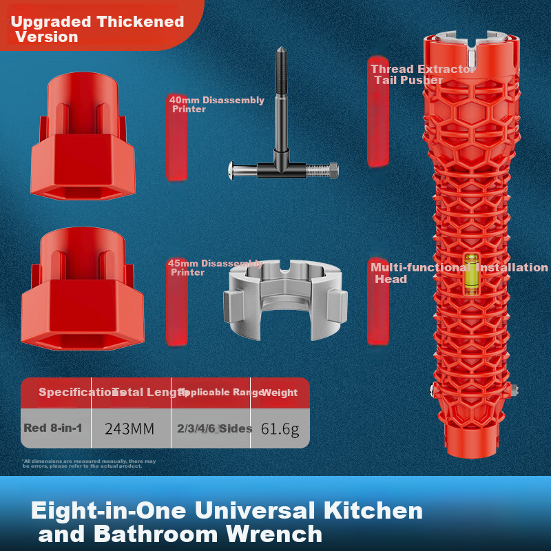 Shouli Sink Wrench, Faucet Installation And Removal Tool, Loosening Device, Multifunctional Eight-In Plumbing And Bathroom Universal Wrench