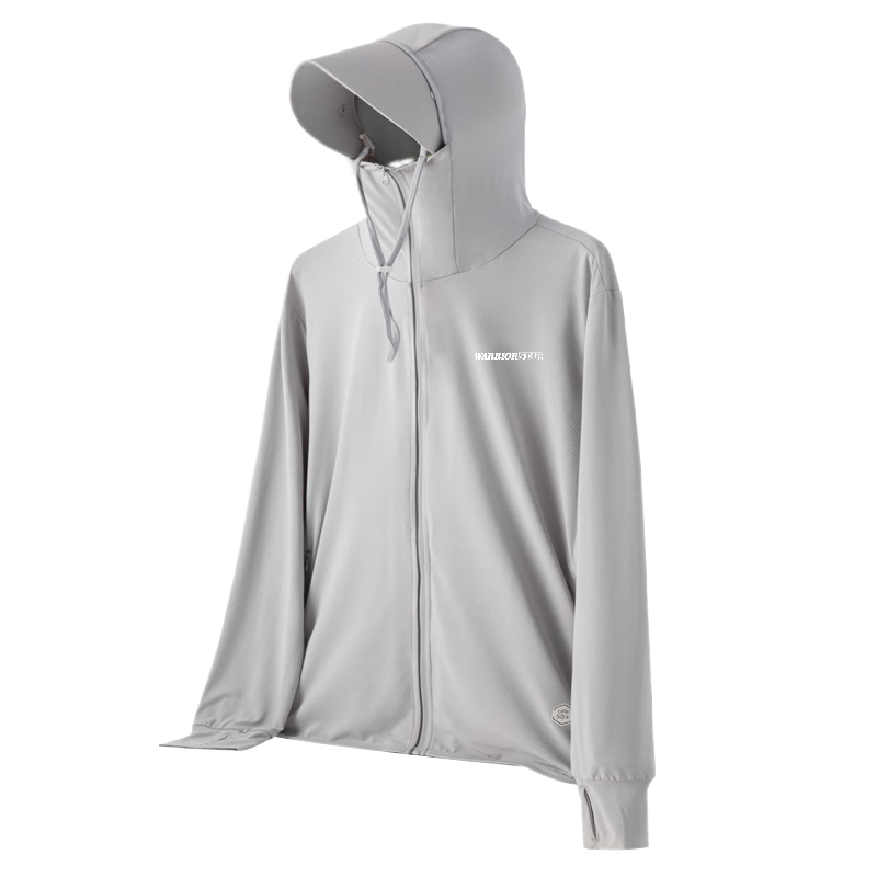 Warrior Sun Protection Jacket for Men, Ice Silk Cool-Feeling Summer Breathable Quick-Dry Brim Outdoor Lightweight Sunshade High SPF Skin Coat