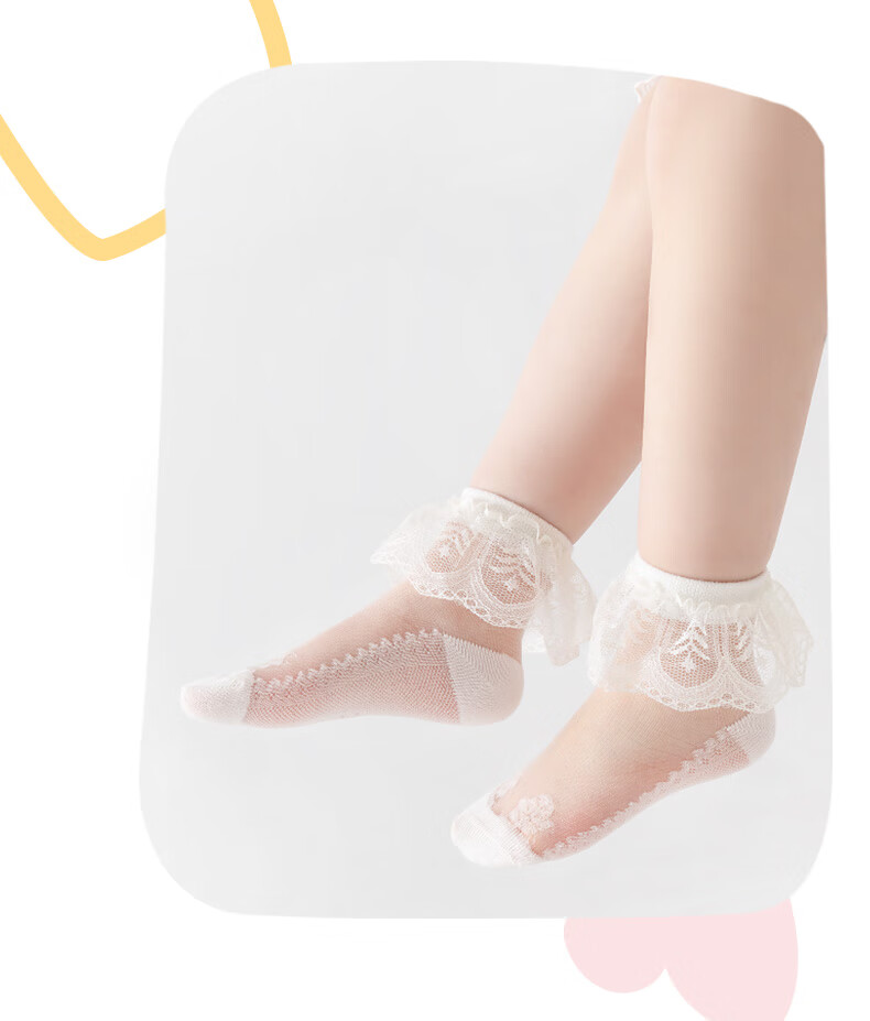 Caramella Spring And Summer Girls' Socks, Thin Mesh Breathable Cotton Short Socks with Lace Trim, Children's Socks, Baby Socks 7