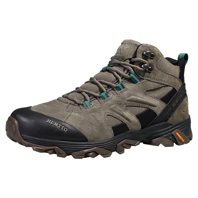 HUMTTO Men's Outdoor Hiking Shoes Four-Season Non-Slip Durable Breathable Shock-Absorbing Climbing Shoes Khaki Size 43