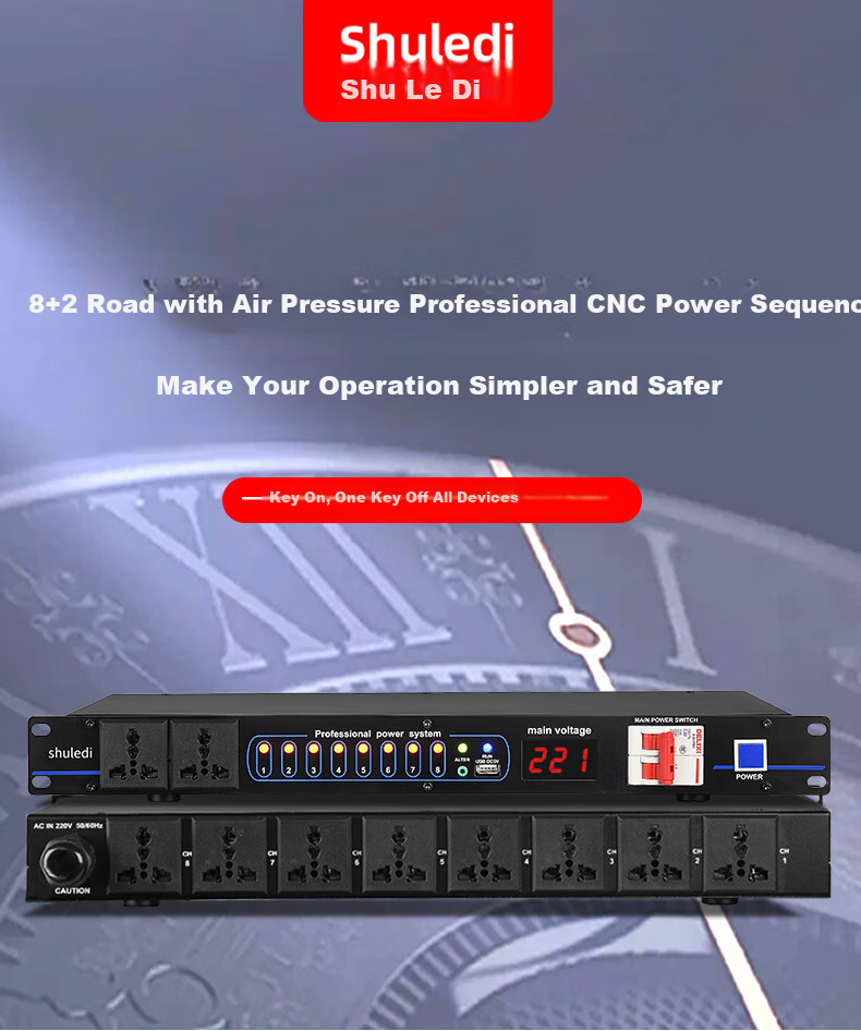 Shuledi D-20 Domestic Professional 8-Channel Power Sequencer with Filter, Independent Power Manager with Switch, Voltage Display, Stage Power Protector Controller for Meetings And KTV Audio Systems 2