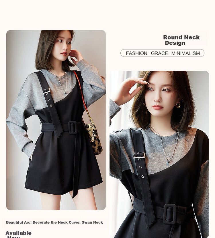 Dme Modern Colorblock Sweatshirt Autumn Crewneck Casual Long Sleeve Straight Sweatshirt for Women 4