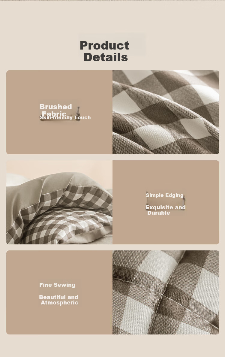 JD Original Puffy Warm Plaid Fiber Comforter, 100% Virgin Fiber Quilt, Spring And Autumn Class A Warm Duvet Insert, Brown, 2x2.3m 8