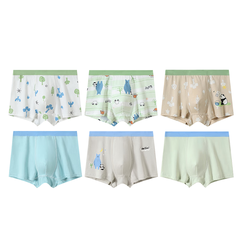 FENTENGCARE Children's Underwear [Class A Cotton, 7A Antibacterial] 6-Pack Boys' New Cartoon Pure Cotton Crotch Boxer Briefs for Boys
