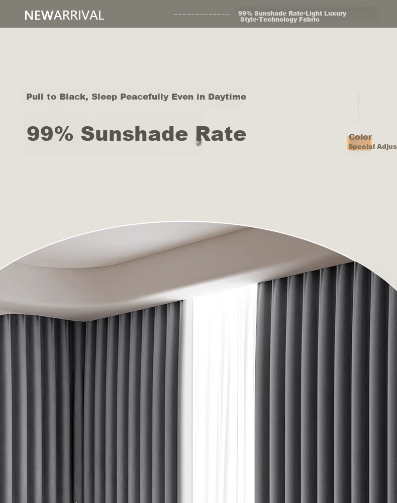 Ali Home Blackout Curtains, No Drilling Required, Hook-Style High Sunshade Curtains, Fully Blackout Fabric, Finished Curtains, 1.3*1.8 Meters 1