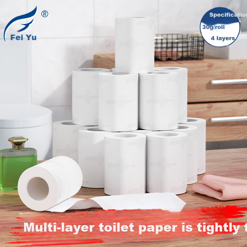 Feiyu Core Roll Toilet Paper, 4-Ply, 30g*288 Sheets, Small Rolls, Hotel Use, Hotel Bathroom Paper, WEB30