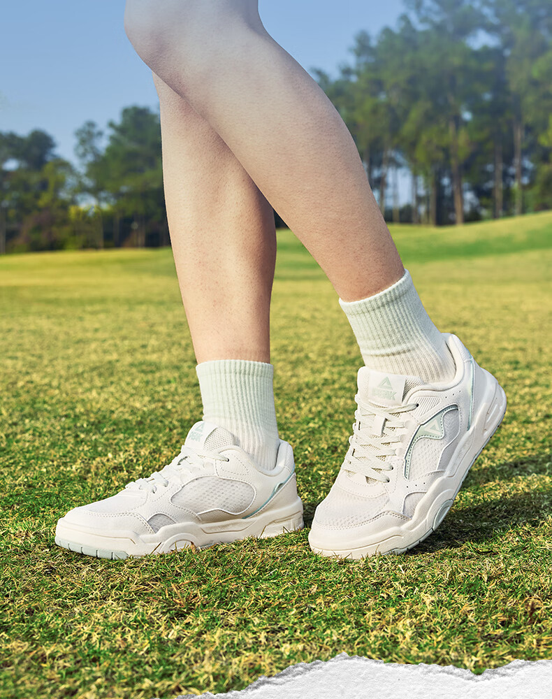 PEAK Taiji White Sneakers for Women, Summer Mesh Breathable Wear-Resistant Versatile Casual Shoes, Thick-Soled Height-Increasing Sports Shoes DB520118 4