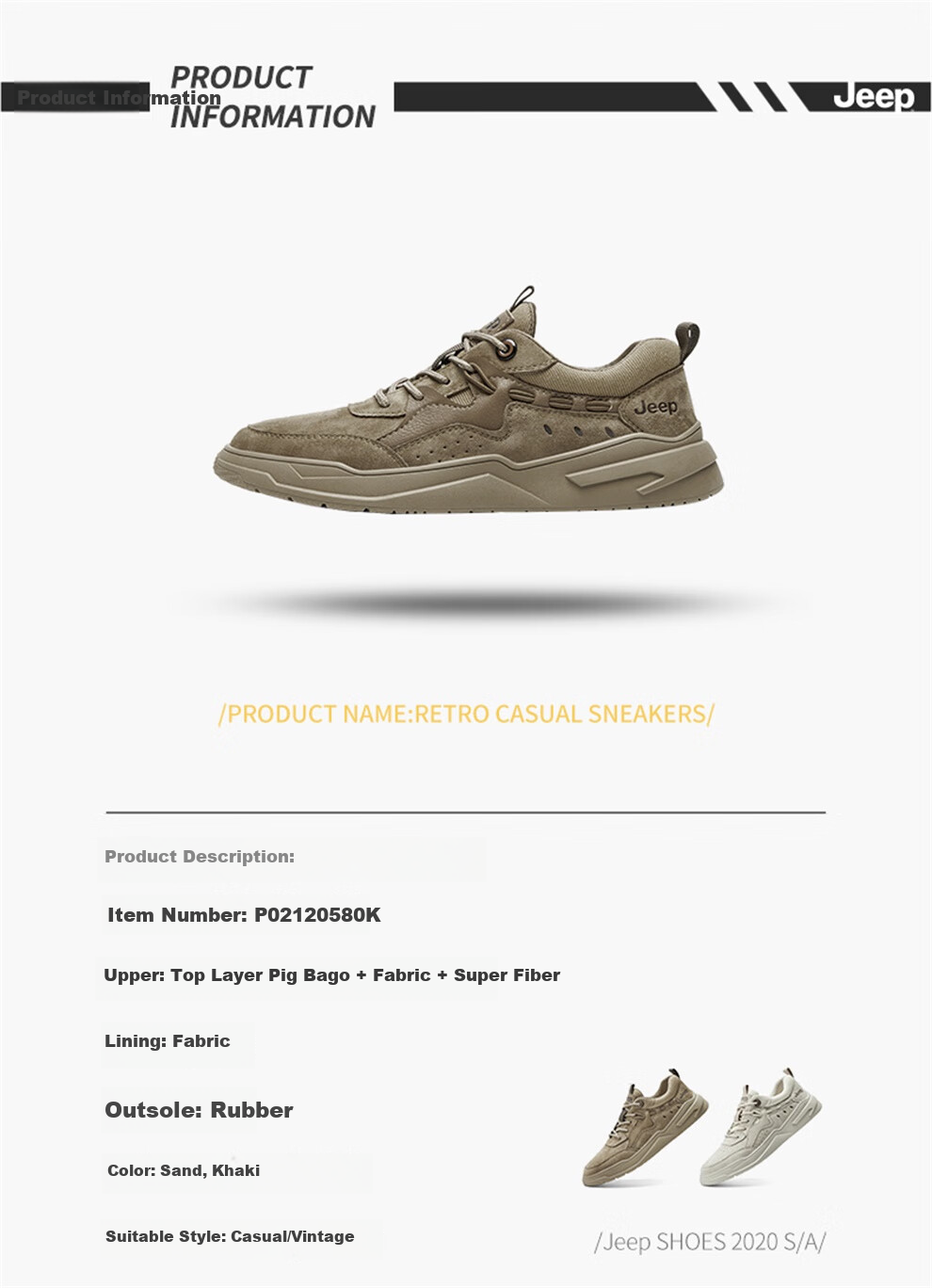 Jeep Men's Casual Sneakers, Breathable And Comfortable Lightweight Soft-Soled Outdoor Sports Shoes for Spring And Summer 2