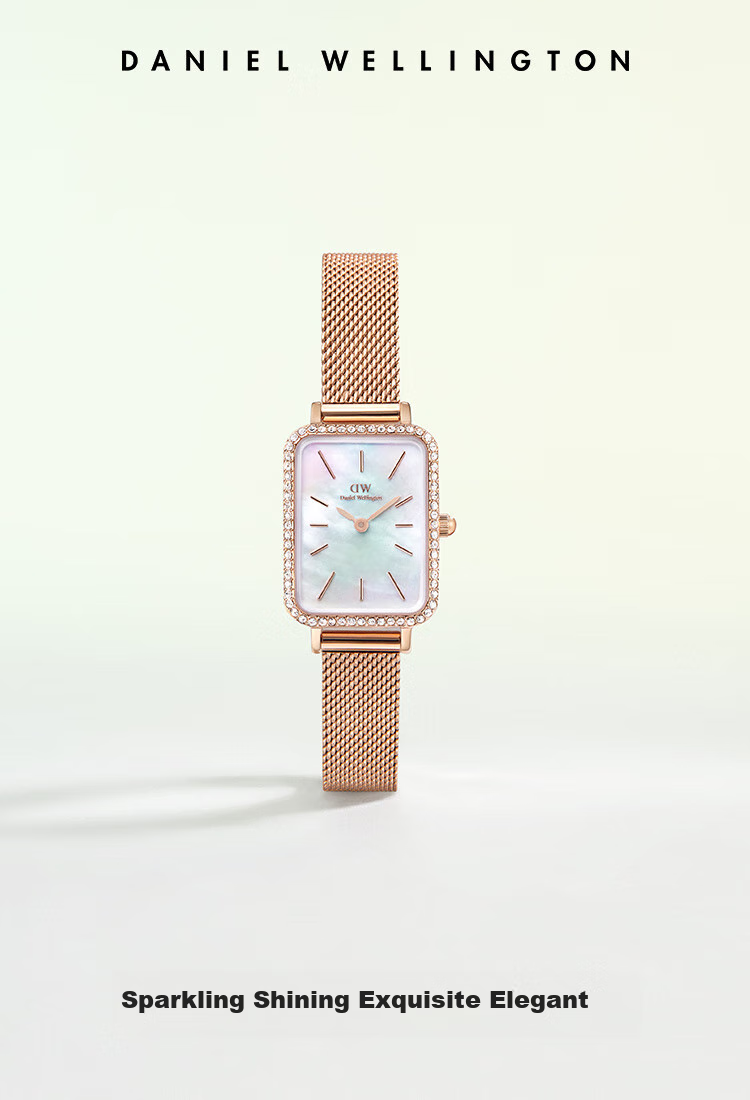 DanielWellington [Xu Yan's Choice] DW Women's Watch, Star Ring Small Square Watch with Steel Strap, Birthday Gift for Girlfriend, DW670 1