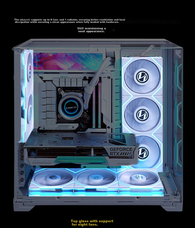 LIANLI Bao Haosuo O11 Vision Compact Seaside View Desktop Computer Case, White / Three-Sided Glass / Mid-Tower Case / ATX 9