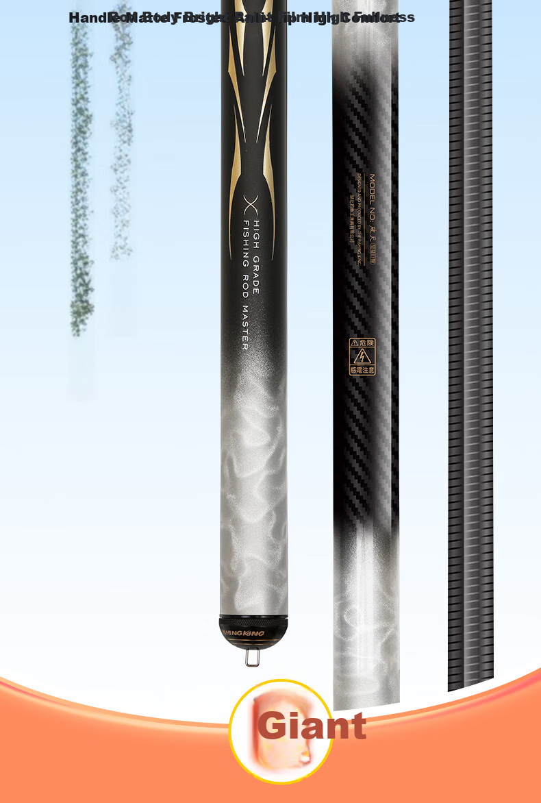 Diaoyuwang Lightweight Giant Fishing Rod for Sturgeon, Bighead Carp And Silver Carp, Platform Fishing Hand Rod, Ultra-Light Hard Fishing Pole, Fishing Tackle Supplies 9