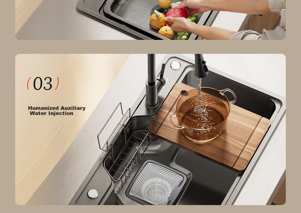 ARROW Kitchen Sink, Large Single Basin, 304 Stainless Steel Vegetable Washing Sink, Gunmetal Gray, [Renovation Subsidy 15%] 24