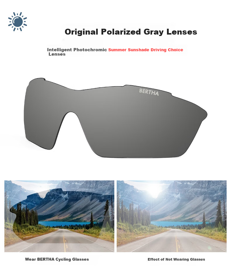 Bertha Cycling Glasses with Photochromic Polarized Lenses, Night Vision Goggles, Outdoor Sports Glasses for Men And Women, Back-To Riding Protective Eyewear 8