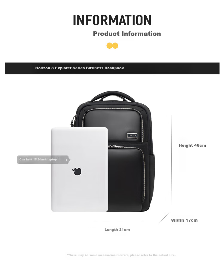LEVEL8 Men's Business Backpack Explorer 16-Inch Laptop Bag, High-End Executive Bag for Commuting, Travel And School 14