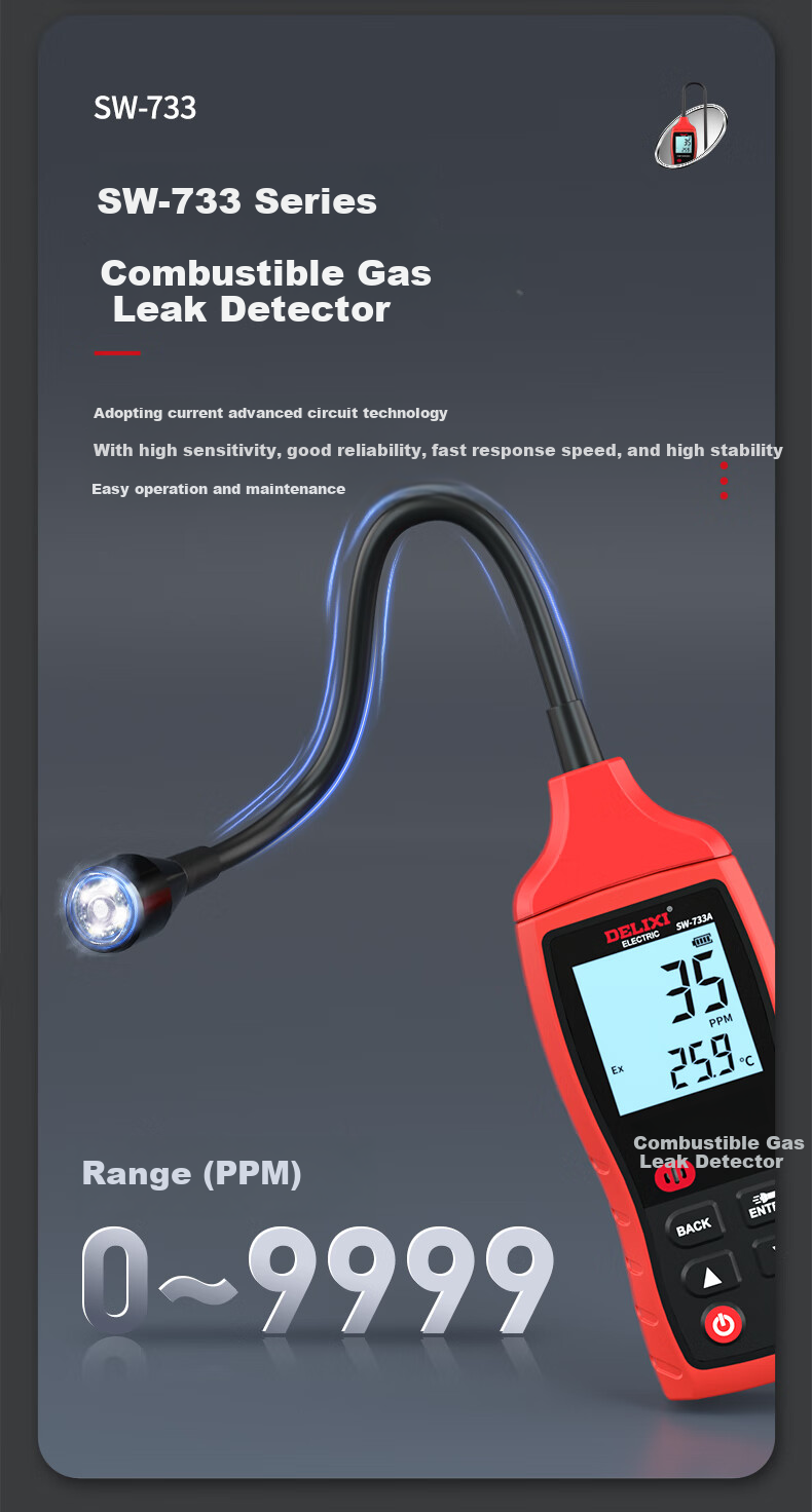 DELIXI ELECTRIC High-Precision Home Oxygen O2 Concentration Detector Air Oxygen Content Tester 3