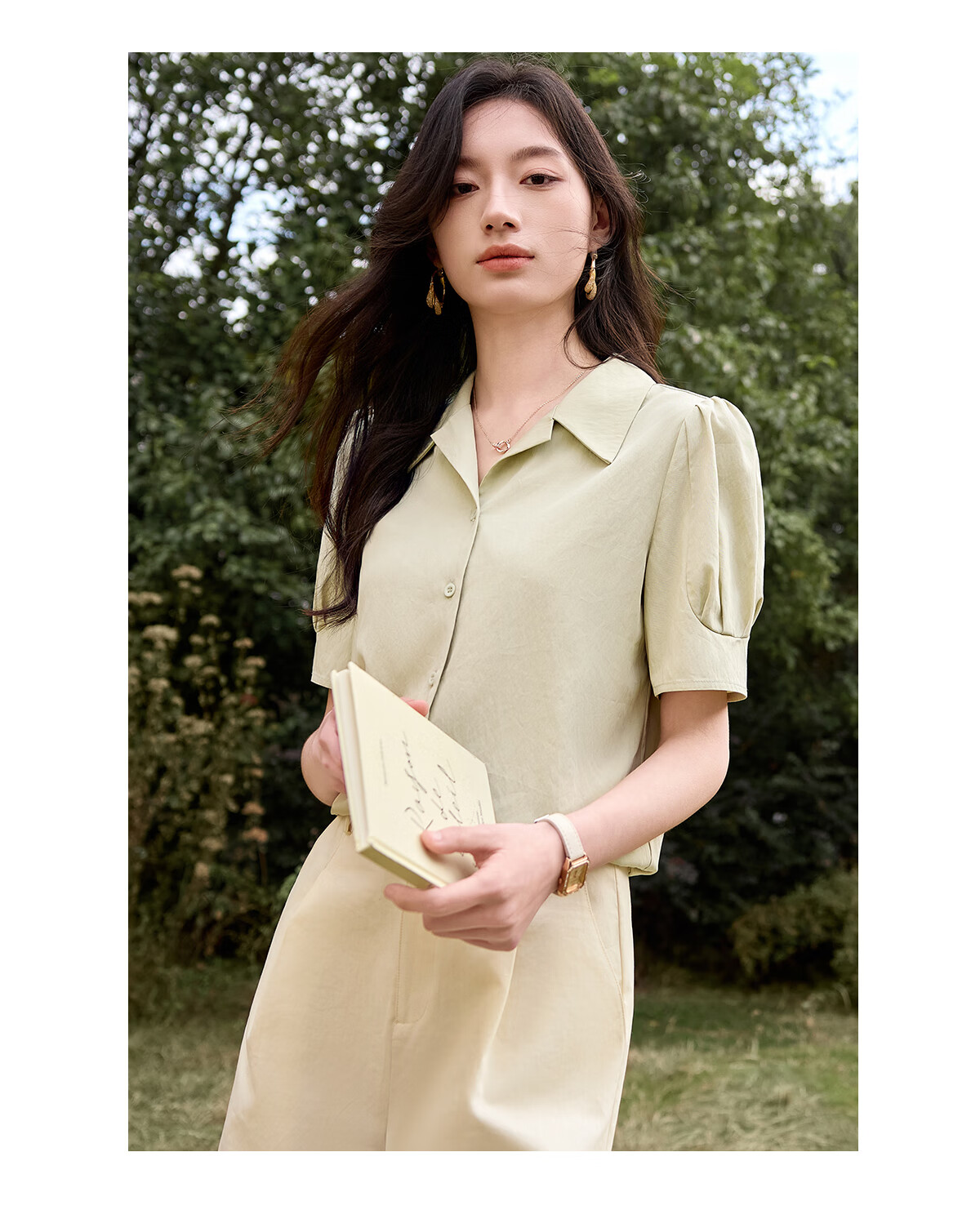 Chushen Summer Short Sleeve Shirt Women Fashion Lapel Design Commuter Casual Blouse S52S004 Light Yellow L 26
