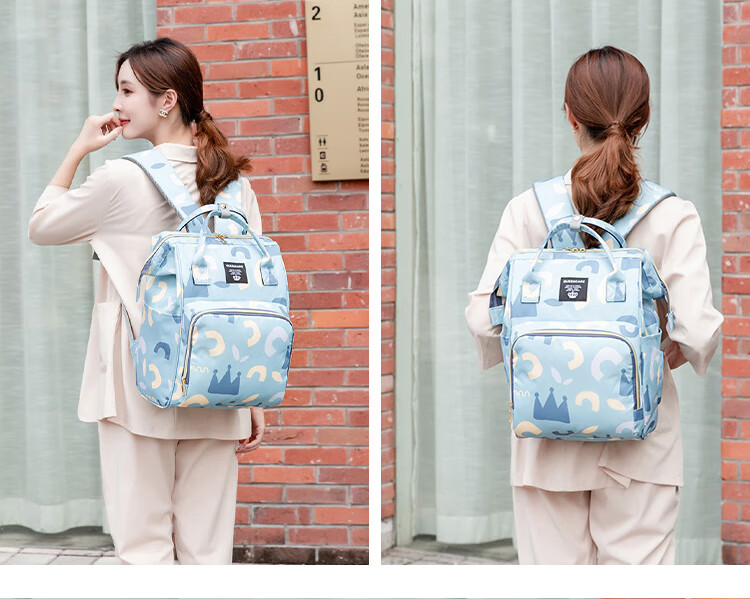 Aibao Shi Mommy Bag Multifunctional Large Capacity Maternity Backpack Lightweight Portable Work Mom Bag Off-White M419 14