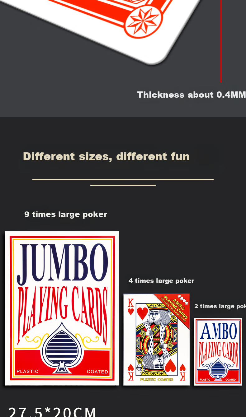 Huasheng 9x Enlarged Playing Cards, Extra Large Guandan Poker Cards, Card Game for Adults, Creative Poker, A4 Magic Props Cards 4