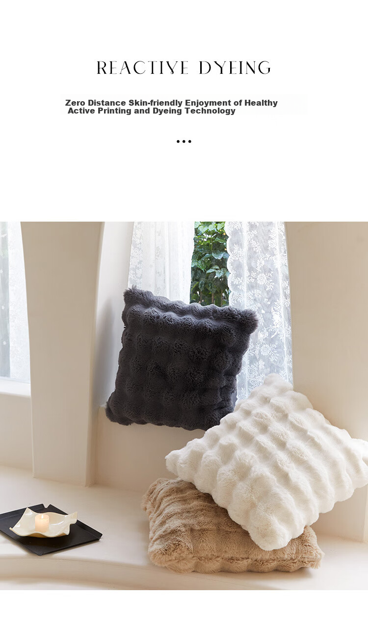 AVIVI Sofa Cushion, Winter Plush Pillow, Instagram-Style Backrest Pillow, Lumbar Support Pad with Pillow Core, 45*45 Cm, Milk Coffee Color 8