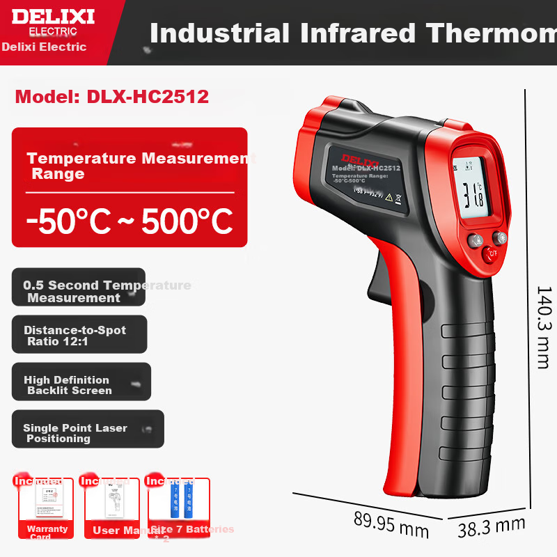 DELIXI ELECTRIC Infrared Thermometer Gun, Industrial High-Precision Temperature Gun, Household Kitchen Baking Water And Oil Temperature Gu