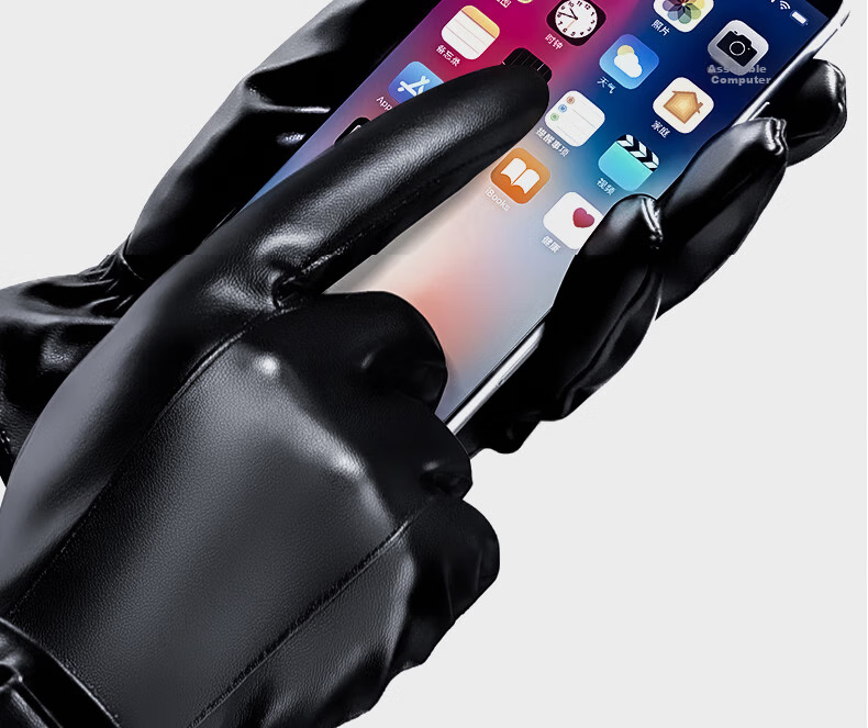 TUCANO Leather Gloves for Men, Cycling Winter Fleece-Lined Warm Touchscreen Gloves, Windproof Water-Resistant Driving Motorcycle Anti-Cold Riding Gloves 5