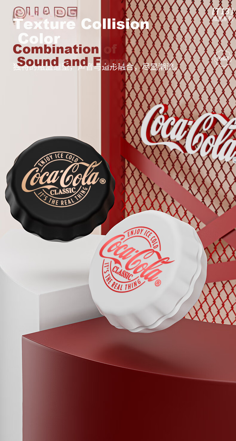 Coca-Cola T13 Bottle Cap Bluetooth Earphones, Semi-In True Wireless Headphones, Gaming E-Sports Music Sports Earphones, ENC Calling Noise Reduction Long Battery Life, 2026 New Model, Gift for Men And Women Students 3