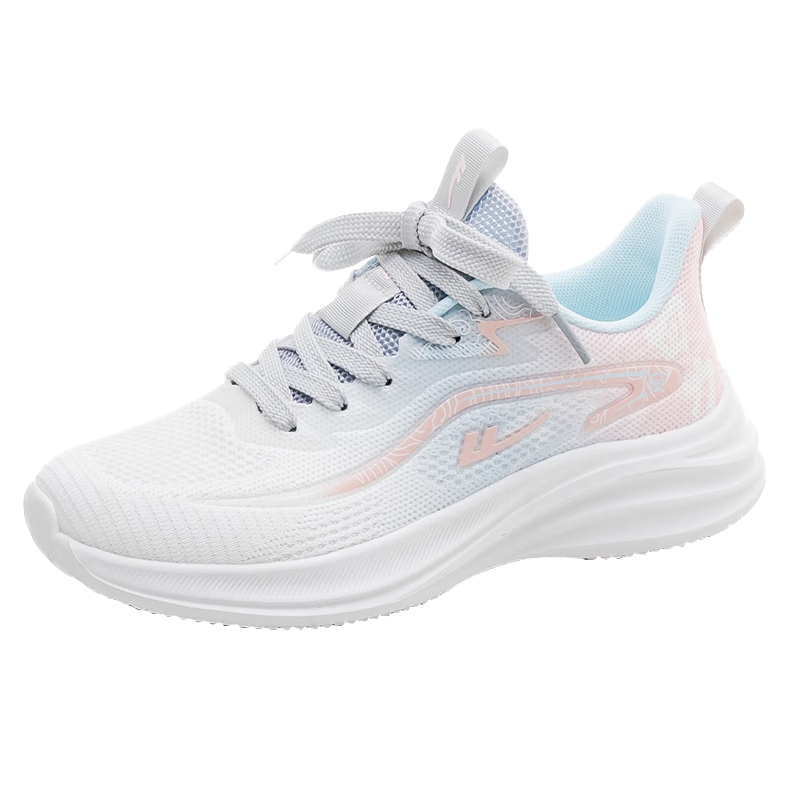 Huili Official Women's Shoes, Summer Breathable Sneakers for Women, 2026 New Trendy Running Shoes, White Blue Pink, Size 37