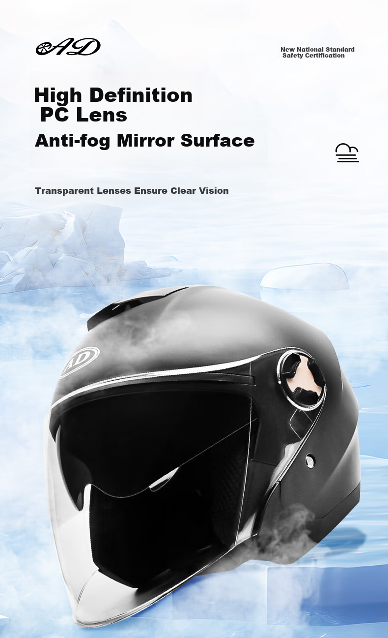 AD New National Standard 3C Certified Electric Vehicle Helmet for Men And Women, All-Season Universal, Electric Scooter Safety Helmet, Men's Summer Sun Protection Breathable Lightweight Riding Double Visor Half Helmet 886 Matte Black 11