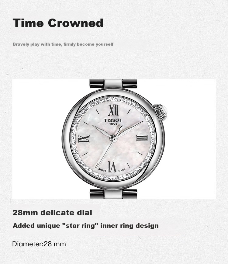 TISSOT Le Locle Series Starlight Women's Watch, Swiss Quartz Ladies Steel Strap Wristwatch, Fashionable Timepiece, Birthday Gift 3