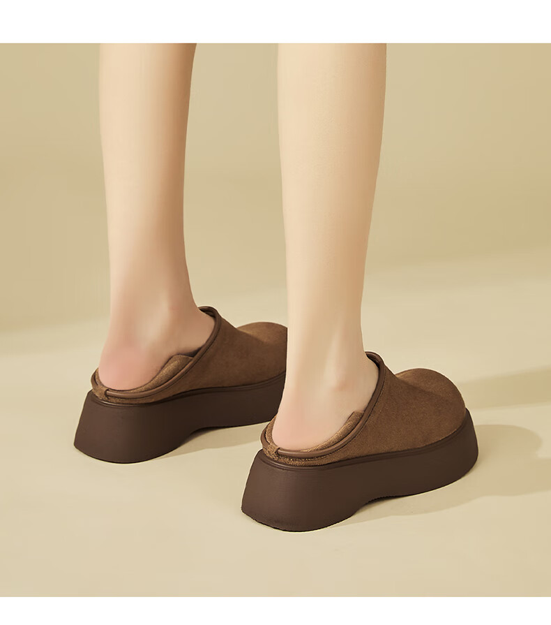 DAPHNE Women's Single Shoes, Fashionable Thick-Soled Retro Two-Way Birkenstock-Style Shoes, Soft-Bottom Versatile Slip-On Women's Shoes, Camel Color Single Lining, Size 35 7