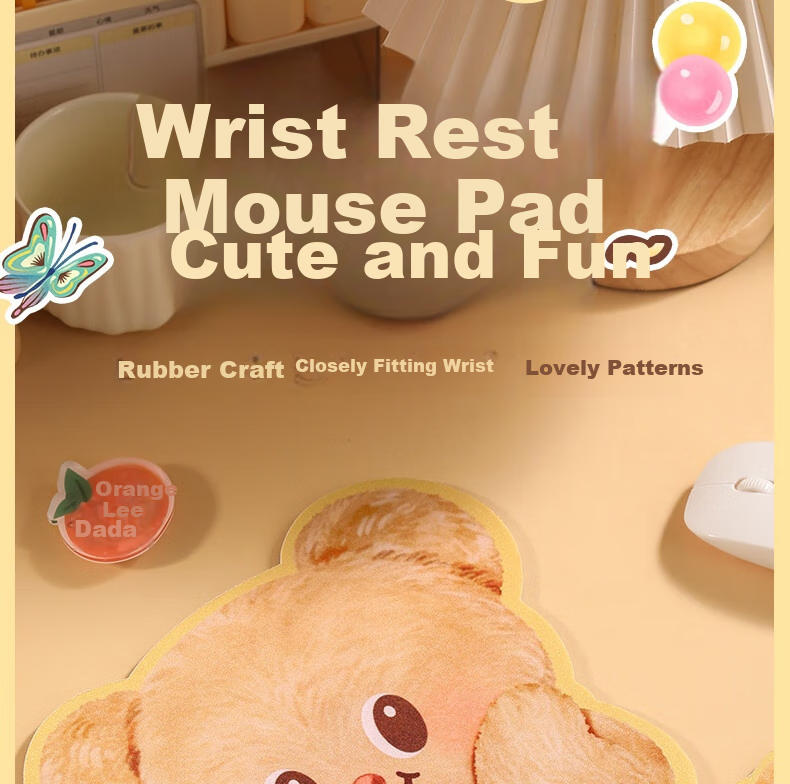 Deli Co-Branded Butter Bear Mouse Pad, Wear-Resistant Non-Slip Small Office Desk Laptop Gaming Mouse Pad, Wrist Rest Mouse Pad, Cute Style (Bear Version) 1