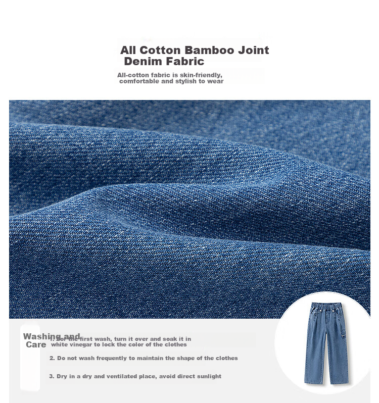 BALABALA Girls' Pants, Children's Jeans, 2025 Spring Style, Heart Pocket Design, Straight-Leg Trousers, 208125108003 3