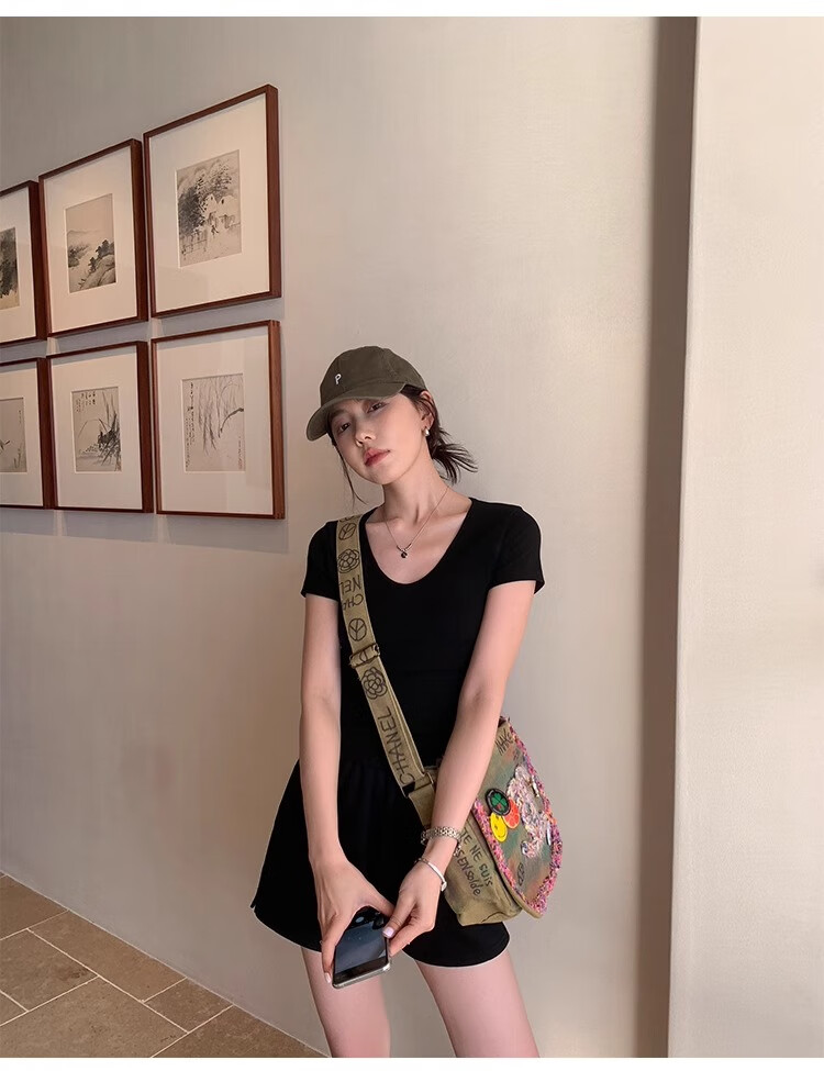 TUCANO Regular Shoulder U-Neck Short-Sleeve T-Shirt for Women, Summer Style, Inner Layering, Slim Fit, Simple Ribbed Half-Sleeve Top, White, 2XL 17