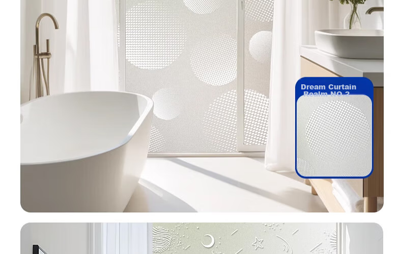 Zichen Window Static Cling Frosted Film, Light-Transmitting But Opaque Window Sticker, Glass Decal, Bathroom Privacy Film 44