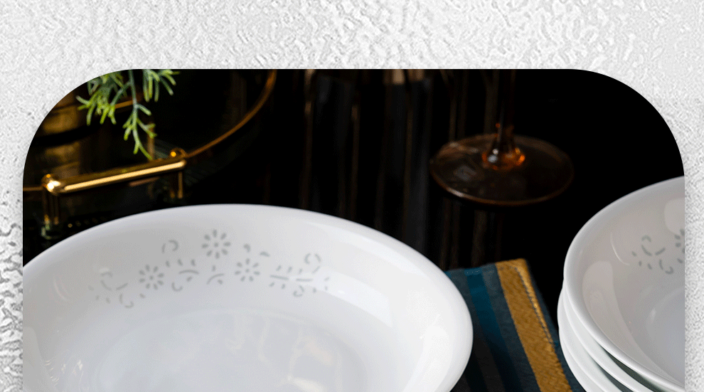 Jingde Story Jingdezhen Ceramic Plate Set 8-Inch Dinner Plates Deep Plates Underglaze Color Exquisite White Porcelain Plates Set of 6 4