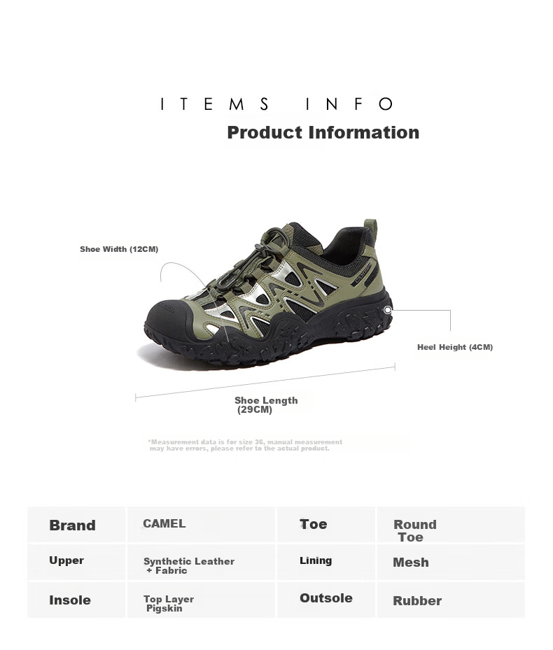 CAMEL Classic Ugly-Cute Shoes for Women, Fashionable Color-Block Outdoor Casual Shoes L24S469647A Beige/Silver/Brown 40 43