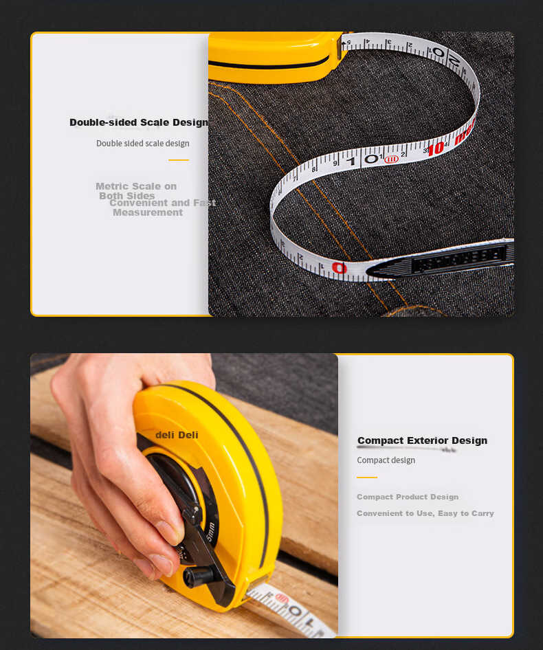 Deli 10-Meter Fiber Tape Measure, Box-Type Playground Roller Ruler, Engineering Measurement Tool, 10 Meters 9