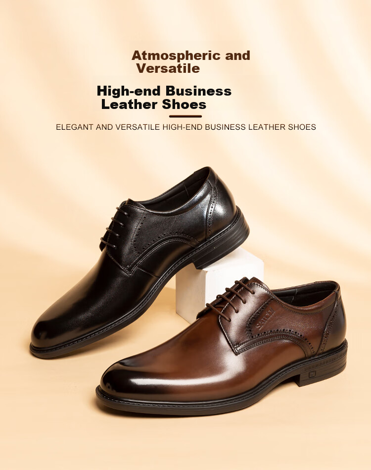 SATCHI Men's Shoes, Brogue High-Quality Men's Leather Shoes, Formal Shoes, Party Shoes, 212482215Z, Black, Size 40 1