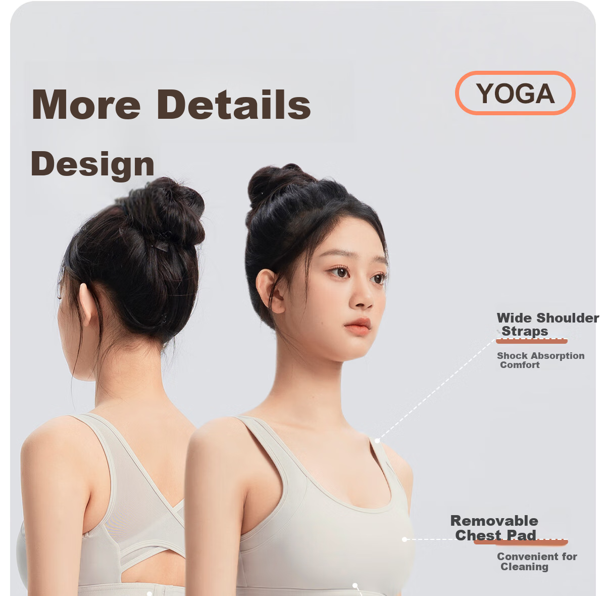 361° Sports Bra, Wireless, One-Piece Cup, Padded, Push-Up, Beautiful Back Design, Shock-Absorbing, Shaping, for Running And Yoga, Vest Style 5