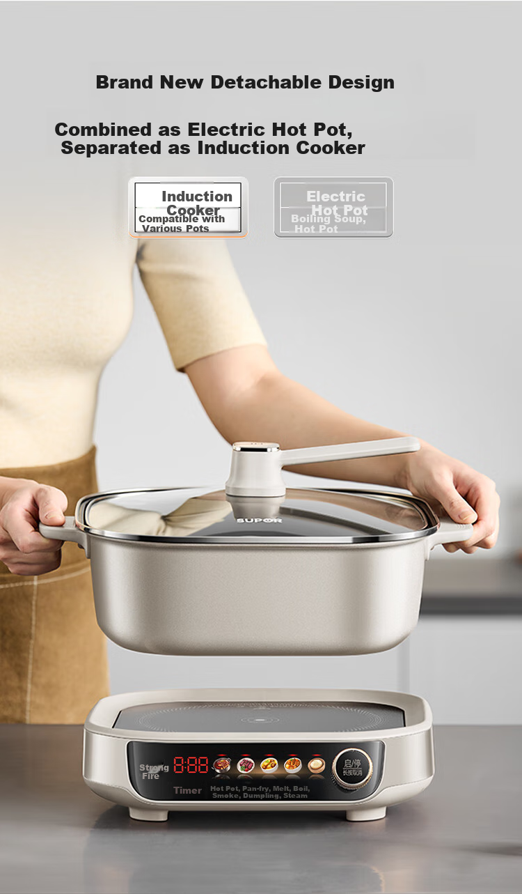SUPOR IH Electric Hot Pot, Zero Fluorine Titanium Ceramic 6L Household Multifunctional Electric Cooker, 2200W Intense Heat, All-In Hot Pot for Stir-Frying And Cooking, Detachable Design C22-IC800 5